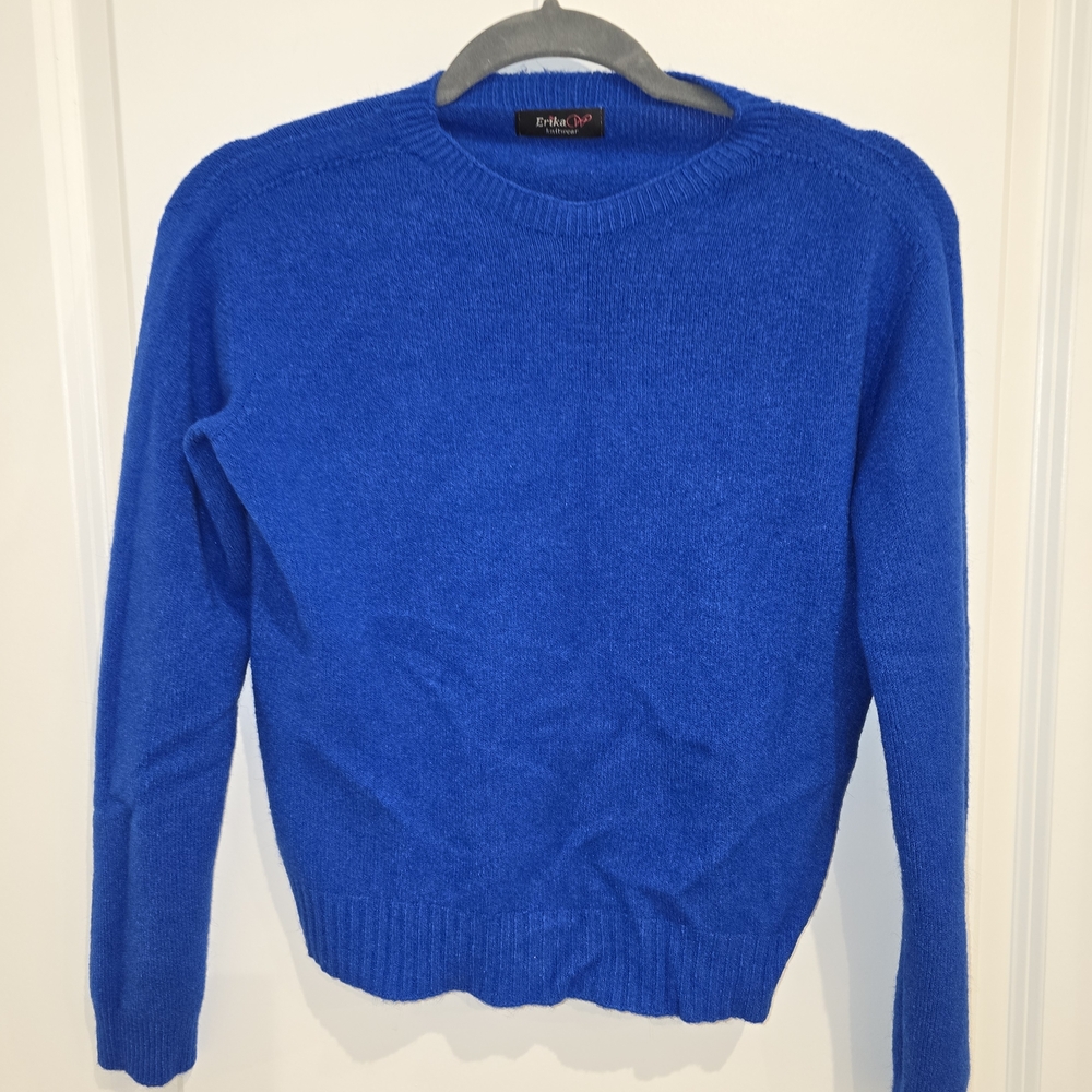 Italian Erika Royal Blue Knitwear Sweater Womens Small Cropped Style